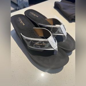 Coach heel flip flops.